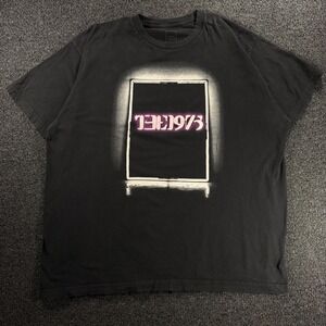 The 1975 North American Tour Merch Black Band Tee Purple Neon Graphic Men's XL